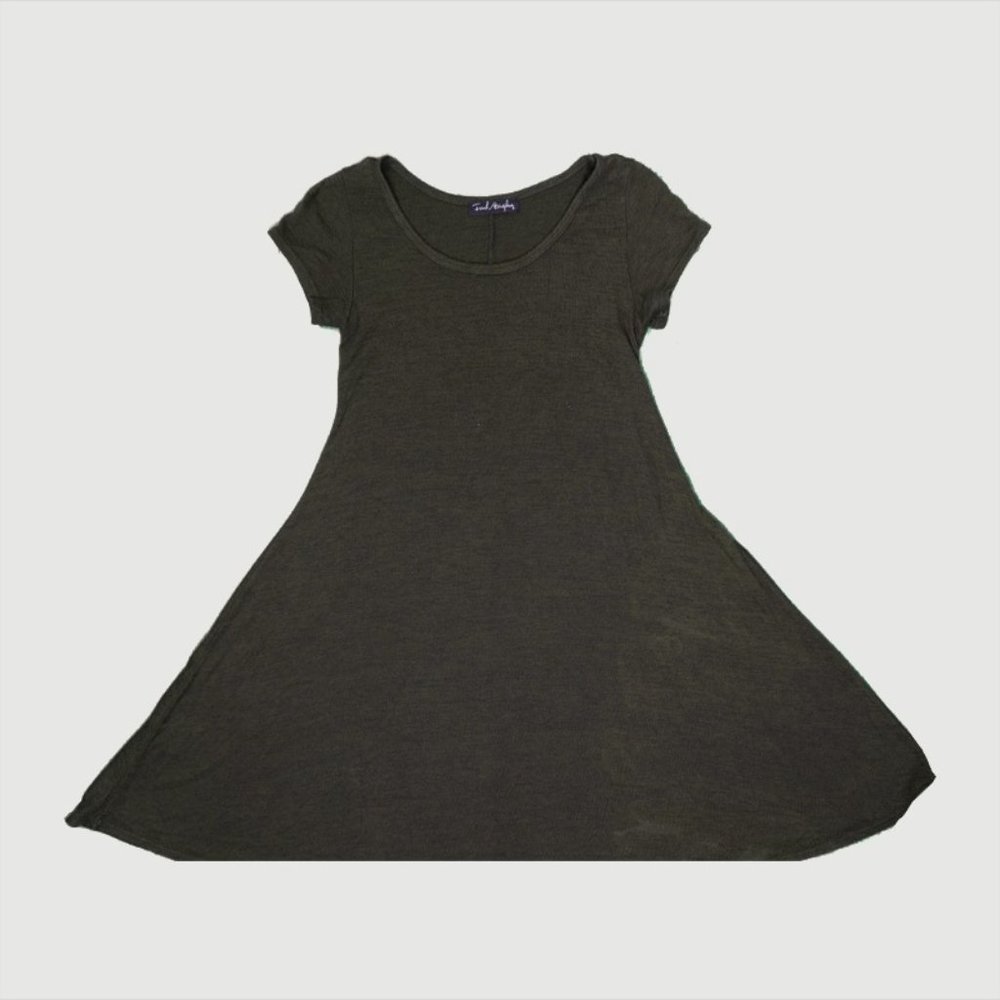 French Atmosphere - Soft Knit T-Shirt Dress - Olive - M